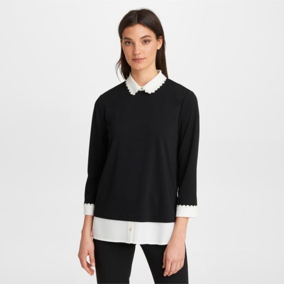 Karl Lagerfeld Paris Layered Collared Blouse Sz XL - Picture 1 of 8